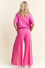 Load image into Gallery viewer, J.Her Mineral Washed Striped Detailed Flare Pants in Hot Pink
