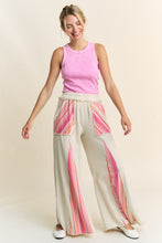 Load image into Gallery viewer, J.Her Mineral Washed Striped Detailed Flare Pants in Taupe
