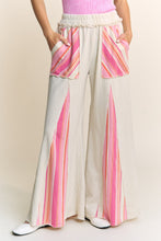 Load image into Gallery viewer, J.Her Mineral Washed Striped Detailed Flare Pants in Natural
