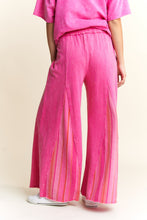 Load image into Gallery viewer, J.Her Mineral Washed Striped Detailed Flare Pants in Hot Pink
