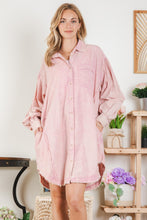 Load image into Gallery viewer, BlueVelvet Mineral Washed Cotton Button Down Dress in Pink
