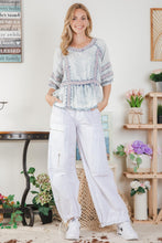 Load image into Gallery viewer, BlueVelvet Tencel Top with Crochet Insets in Light Denim
