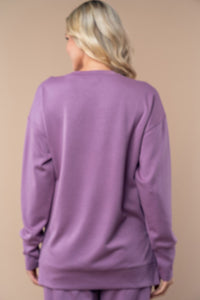 White Birch Solid Color Scuba Knit Top in Dusty Lilac