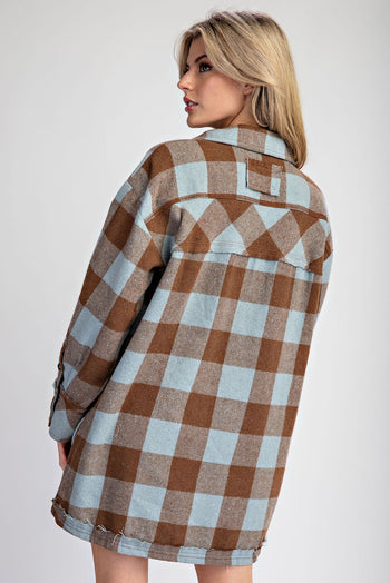 ee:some Checkered Print Shacket in Ice Coffee