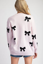 Load image into Gallery viewer, ee:some Solid Color Knit Sweater with Bow Print in Baby Pink
