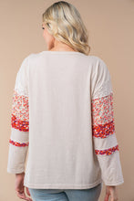 Load image into Gallery viewer, White Birch Lightweight Peace Sign Patch Top in Tan Multi
