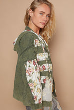 Load image into Gallery viewer, POL Vintage Washed Jacket with Mixed Patches in Olive Floral Multi
