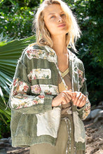 Load image into Gallery viewer, POL Vintage Washed Jacket with Mixed Patches in Olive Floral Multi
