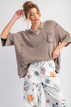 Load image into Gallery viewer, Easel Ribbed Thermal Knit Top in Mocha
