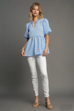 Load image into Gallery viewer, Umgee Textured Floral Jacquard Print Top in Sky Blue
