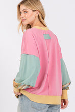 Load image into Gallery viewer, Sage+Fig Color Block Mixed Print Top in Barbie Pink
