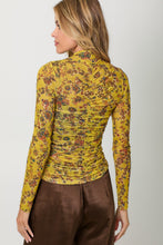 Load image into Gallery viewer, Mystree Mixed Print Mesh Top in Mustard
