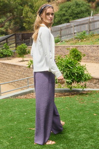 Oddi Solid Color Textured Jacquard Pants in Purple Grey