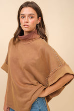 Load image into Gallery viewer, Blue B Solid Color Funnel Neck Studded Dolman Sweatshirt in Brown
