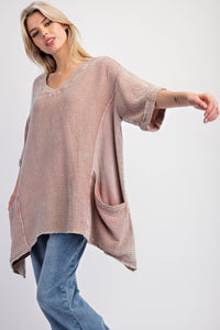 Easel OVERSIZED Cotton Gauze Top in Mushroom