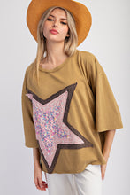 Load image into Gallery viewer, Easel Cotton Jersey Top with Large Front Star Patch in Martini Olive
