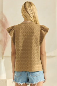 Oddi Solid Color Textured Top in Taupe