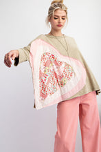 Load image into Gallery viewer, Easel OVERSIZED Heart Patched Knit Top in Sage
