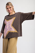 Load image into Gallery viewer, Easel Cotton Jersey Top with Large Front Star Patch in Ash
