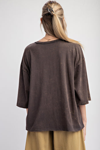 Easel Cotton Jersey Top with Large Front Star Patch in Ash
