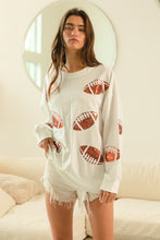 Load image into Gallery viewer, BiBi Loose Fit Sequin Patch Football Top in Off White
