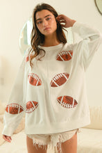 Load image into Gallery viewer, BiBi Loose Fit Sequin Patch Football Top in Off White
