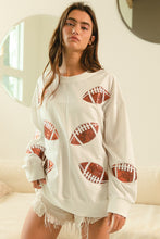 Load image into Gallery viewer, BiBi Loose Fit Sequin Patch Football Top in Off White
