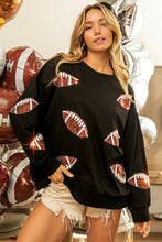 Load image into Gallery viewer, BiBi Loose Fit Sequin Patch Football Top in Black
