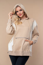 Load image into Gallery viewer, White Birch Color Block Hooded Pullover Top in Sand Cream
