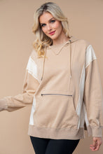 Load image into Gallery viewer, White Birch Color Block Hooded Pullover Top in Sand Cream
