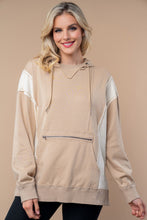 Load image into Gallery viewer, White Birch Color Block Hooded Pullover Top in Sand Cream
