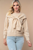 White Birch Solid Color Knit Sweater in Beige