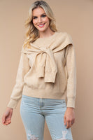 White Birch Solid Color Knit Sweater in Beige