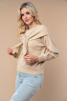 White Birch Solid Color Knit Sweater in Beige