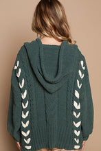 Load image into Gallery viewer, POL Solid Color Chenille Sweater with Weaved Fabric Detail in Real Green
