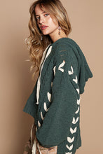 Load image into Gallery viewer, POL Solid Color Chenille Sweater with Weaved Fabric Detail in Real Green
