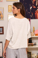 BucketList CROPPED Graphic Print Bow Top in Heather Grey