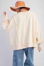 Load image into Gallery viewer, Easel &quot; LOVE &quot; Patched Terry Knit Top in Cream ON ORDER
