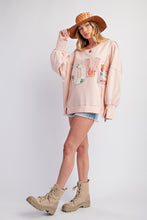 Load image into Gallery viewer, Easel &quot; LOVE &quot; Patched Terry Knit Top in Blush ON ORDER
