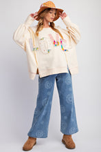 Load image into Gallery viewer, Easel &quot; LOVE &quot; Patched Terry Knit Top in Cream ON ORDER
