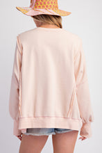 Load image into Gallery viewer, Easel &quot; LOVE &quot; Patched Terry Knit Top in Blush ON ORDER
