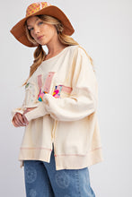 Load image into Gallery viewer, Easel &quot; LOVE &quot; Patched Terry Knit Top in Cream ON ORDER
