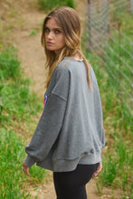 Load image into Gallery viewer, Oddi Solid Color French Terry Top with USA Patches in Heather Charcoal
