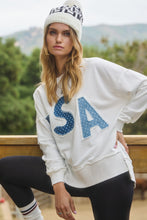 Load image into Gallery viewer, Oddi Solid Color Top with Star Print USA Patches in White
