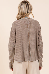 Mittoshop OVERSIZED Thermal Waffle Knit Top in Ash Brown