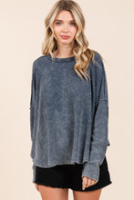 Load image into Gallery viewer, Mittoshop OVERSIZED Thermal Waffle Knit Top in Navy ON ORDER
