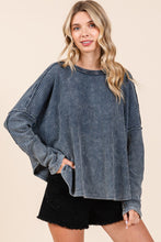 Load image into Gallery viewer, Mittoshop OVERSIZED Thermal Waffle Knit Top in Navy ON ORDER
