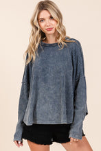 Load image into Gallery viewer, Mittoshop OVERSIZED Thermal Waffle Knit Top in Navy ON ORDER
