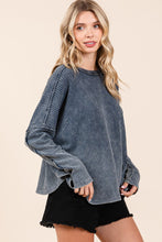 Load image into Gallery viewer, Mittoshop OVERSIZED Thermal Waffle Knit Top in Navy ON ORDER
