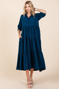 Mittoshop Solid Color Airflow Maxi Dress in Teal